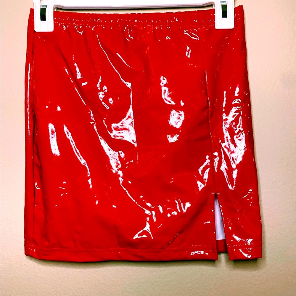 Red Pleather Skirt